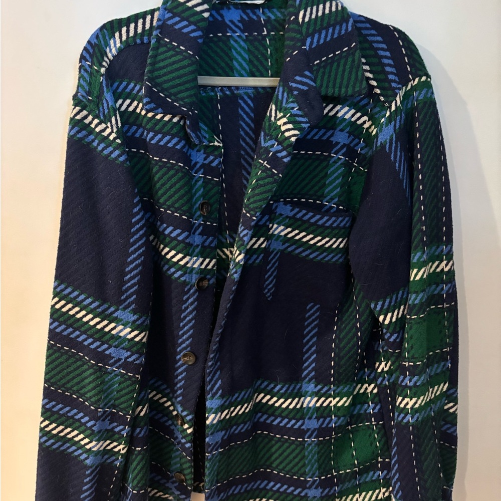 Zara Blue and Green Plaid Blazer